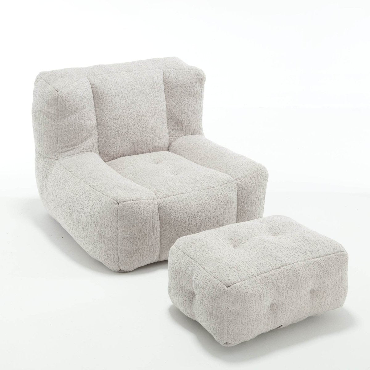 Fluffy Velvet Bean Bag Chair With Ottoman - Sleep Galleria