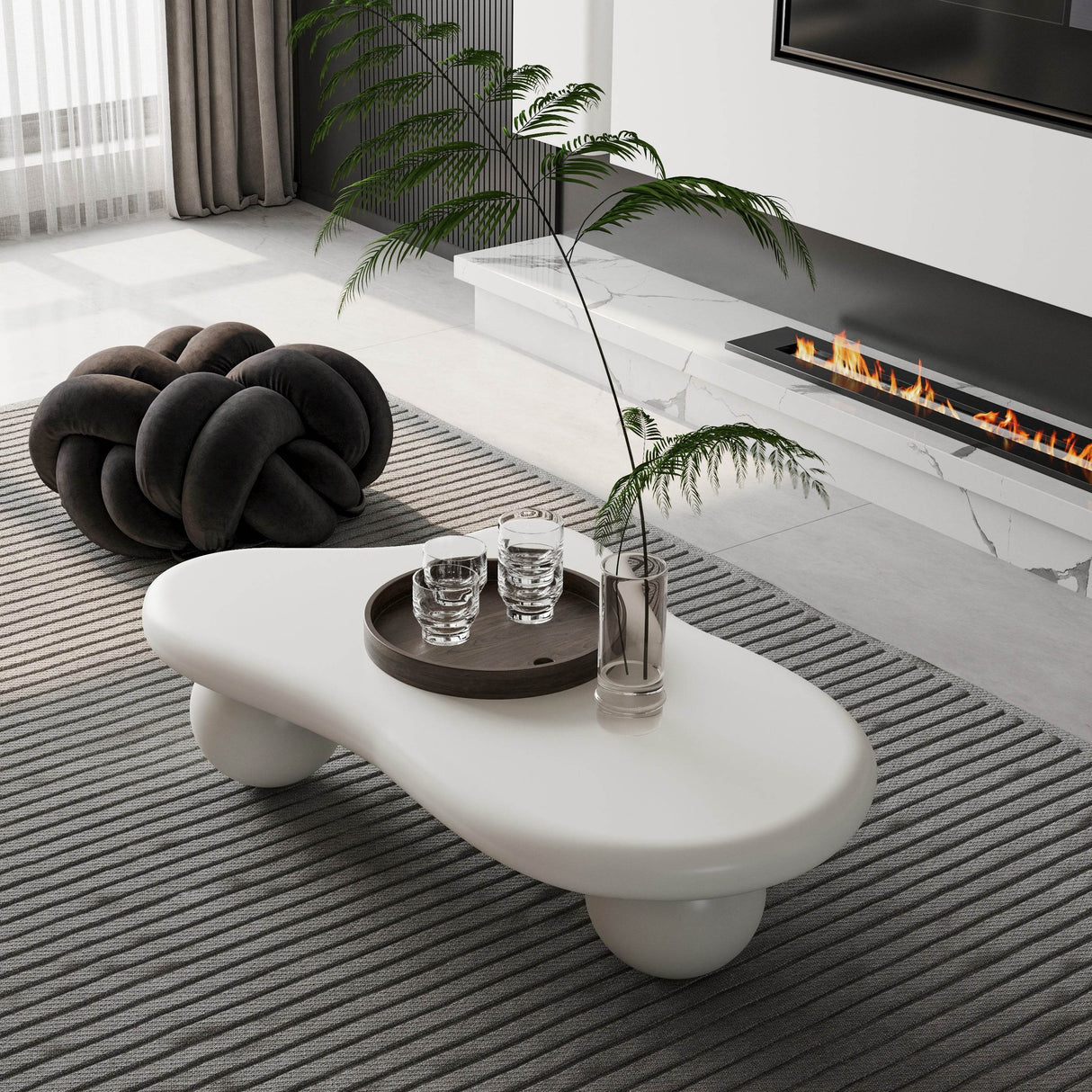 Modern 40-Inch Cloud Shaped Lacquered Coffee Table - Sleep Galleria