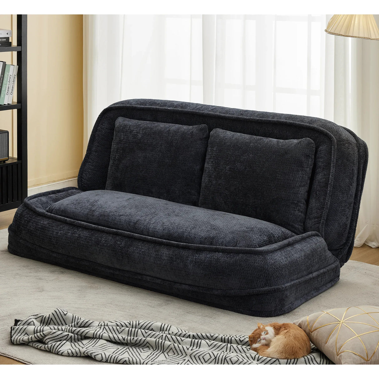 Adjustable 5-Position Medium-Soft Chenille Loveseat Sofa - Omega Lifestyles