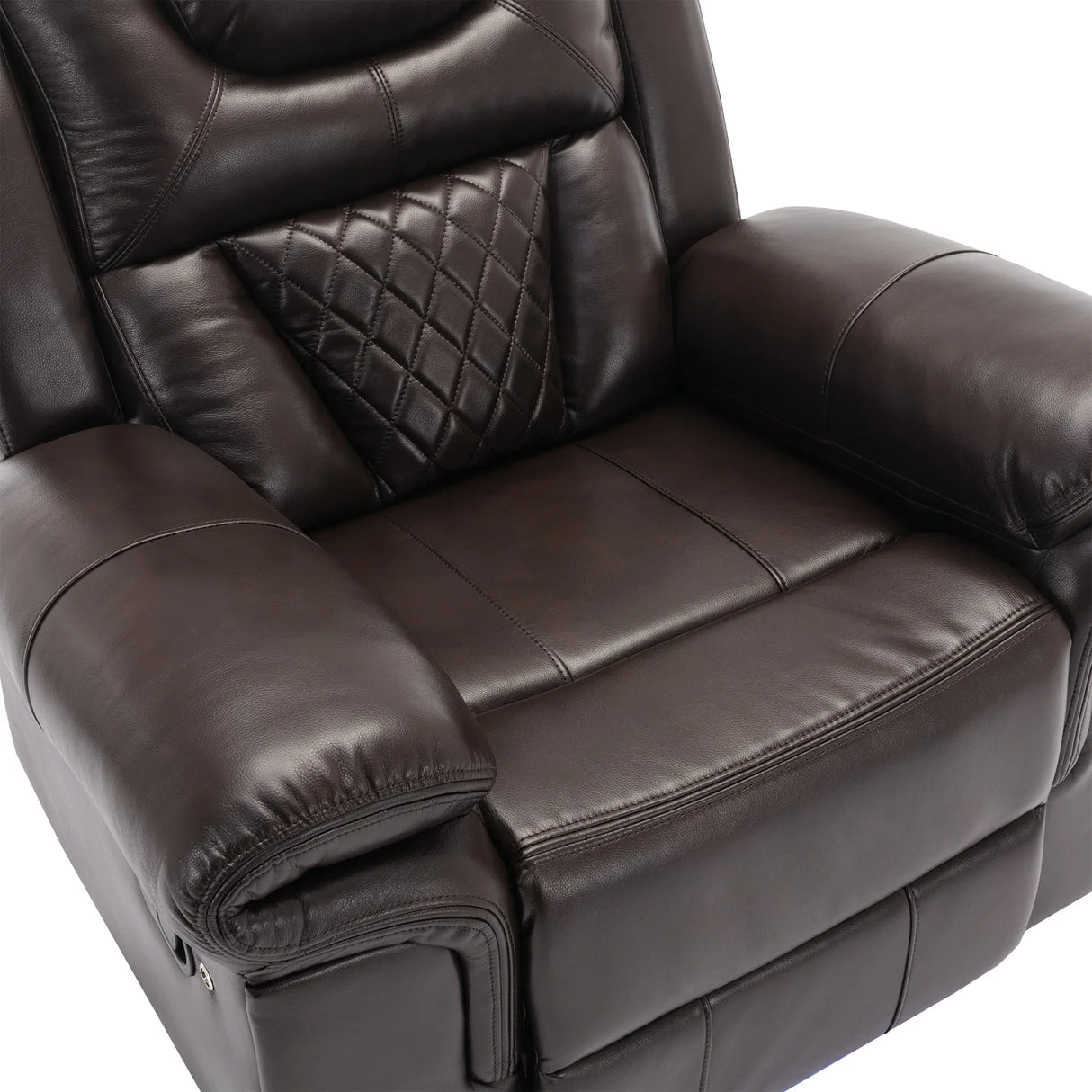 Manual Recliner Brown Faux Leather Chair With LED Light Strip - Omega Lifestyles