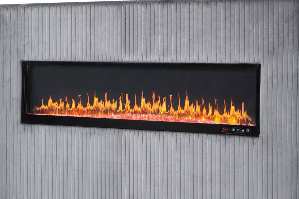 Modern Queen Velvet Upholstered Bed With Ambient Lighting - Omega Lifestyles