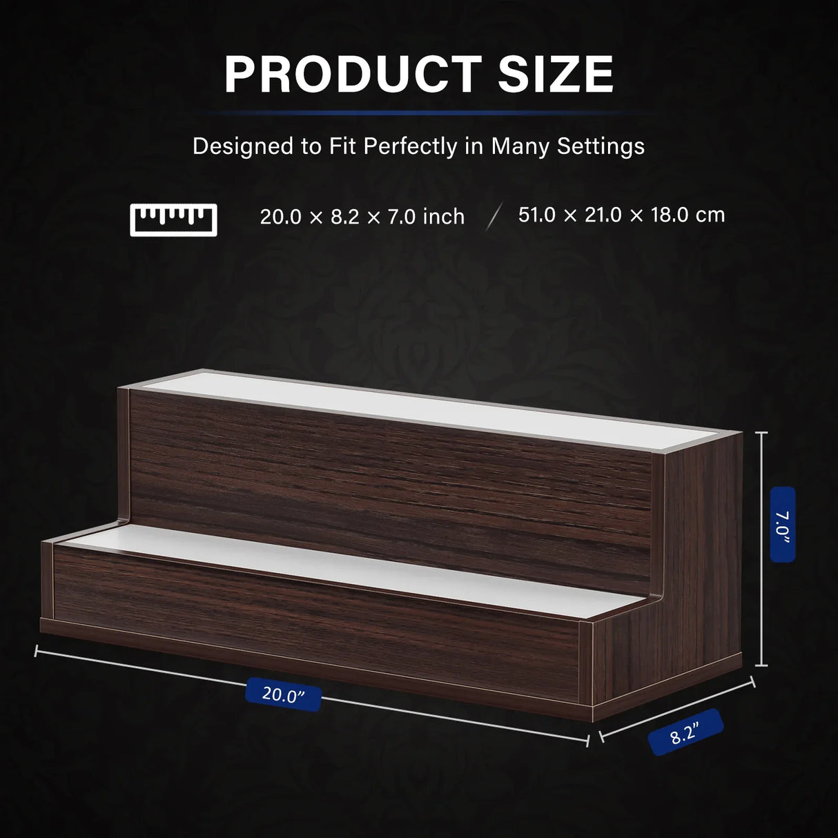 LED Lighted Freestanding Walnut Bar Display Shelf - Omega Lifestyles