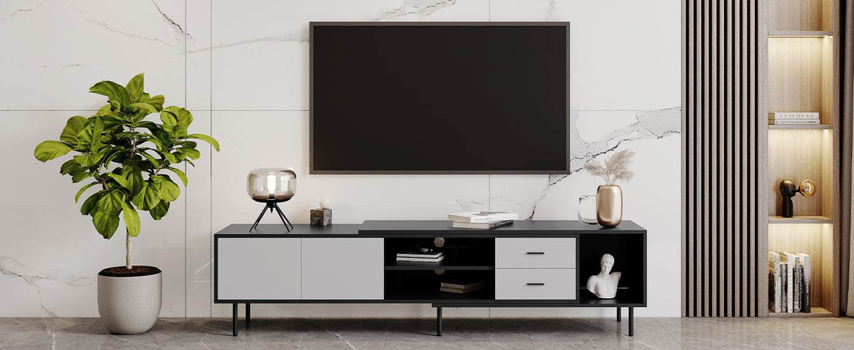 Modern Minimalist Black Grey MDF TV Stand - Sleep Galleria