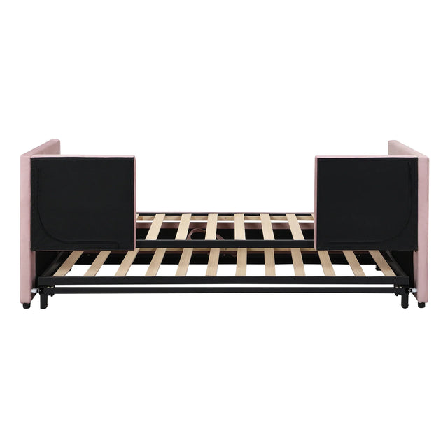 Twin Upholstered Daybed With Pop-Up Trundle Pink - Omega Lifestyles