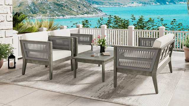 4-Piece Acacia Wood Outdoor Patio Furniture Set - Omega Lifestyles