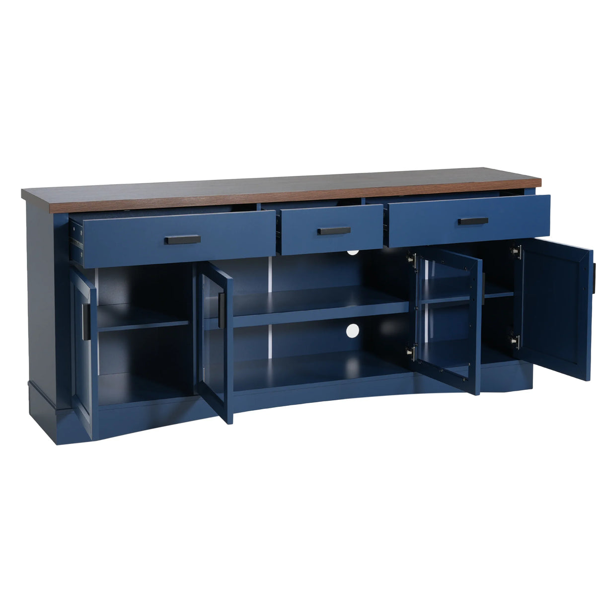 Blue 67-Inch Manufactured Wood TV Console Stand - Omega Lifestyles