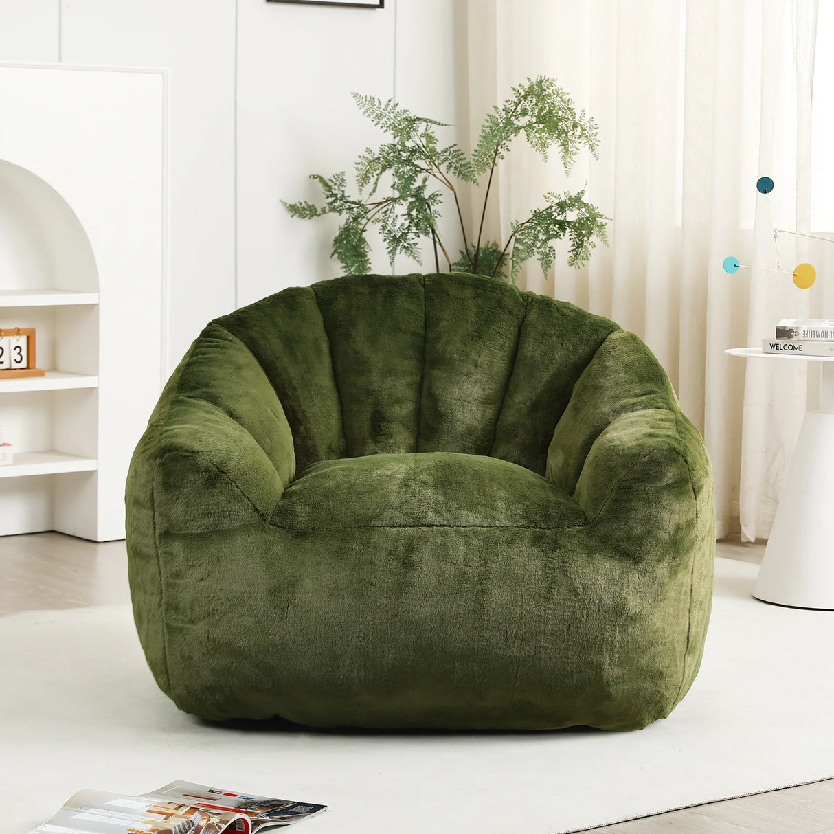 High-Density Foam Faux Fur Bean Bag Chair - Omega Lifestyles