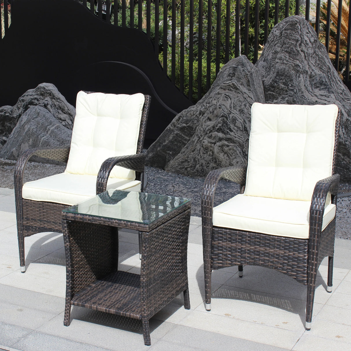 3-Piece Brown Rattan Outdoor Patio Furniture Set - Omega Lifestyles
