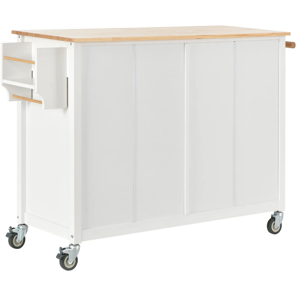Kitchen Island Cart Solid Wood Top Four Door Cabinet - Omega Lifestyles