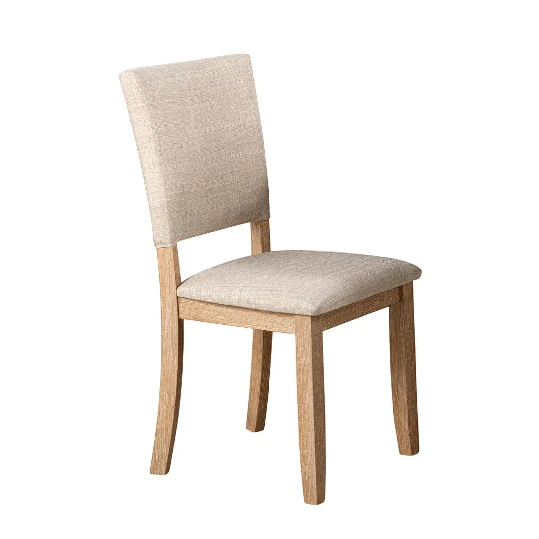Transitional Natural Upholstered Rubberwood Dining Side Chair Set - Omega Lifestyles