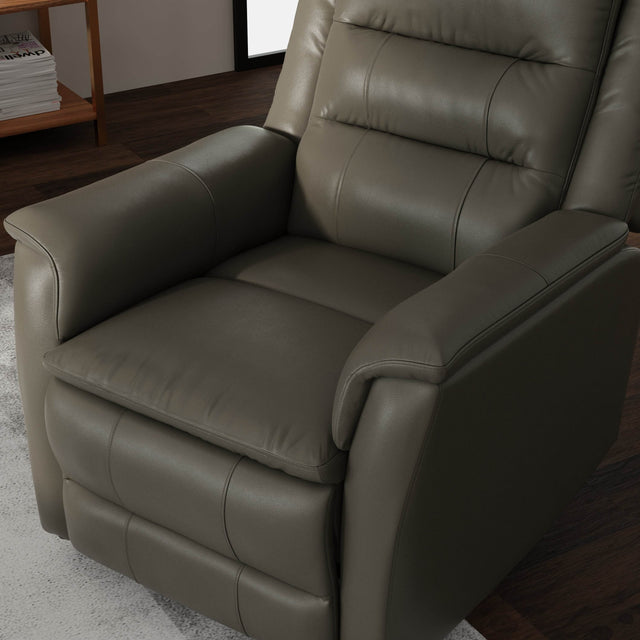 Swivel Glider Recliner With Manual Footrest And Leather Upholstery - Omega Lifestyles