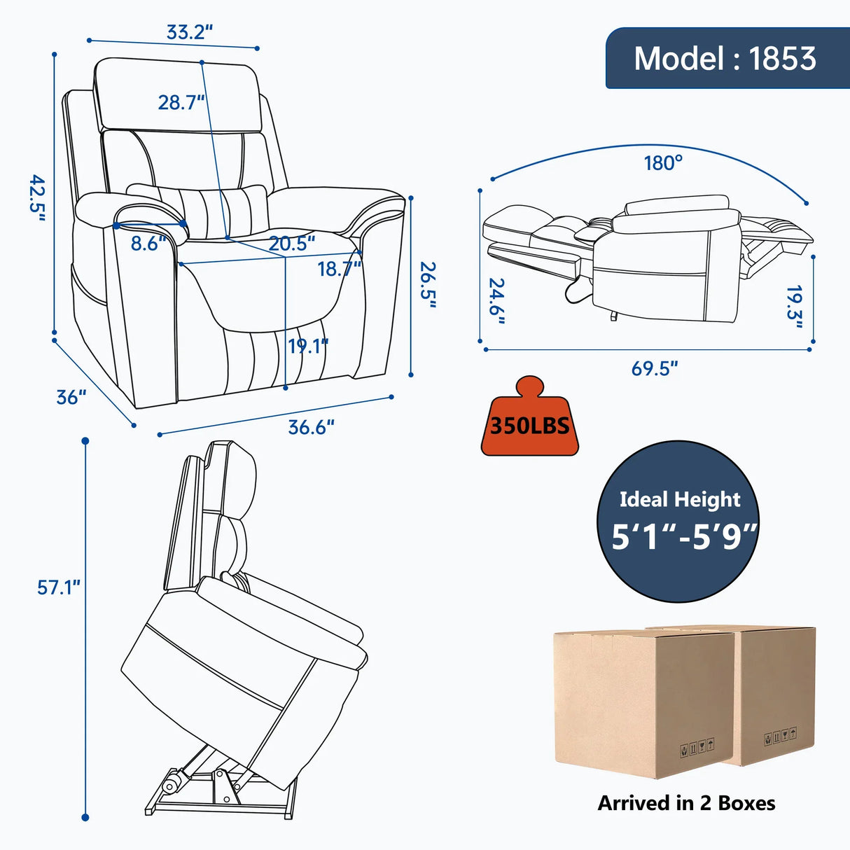 Dual Motor Power Lift Recliner Chair With Massage Heating - Omega Lifestyles