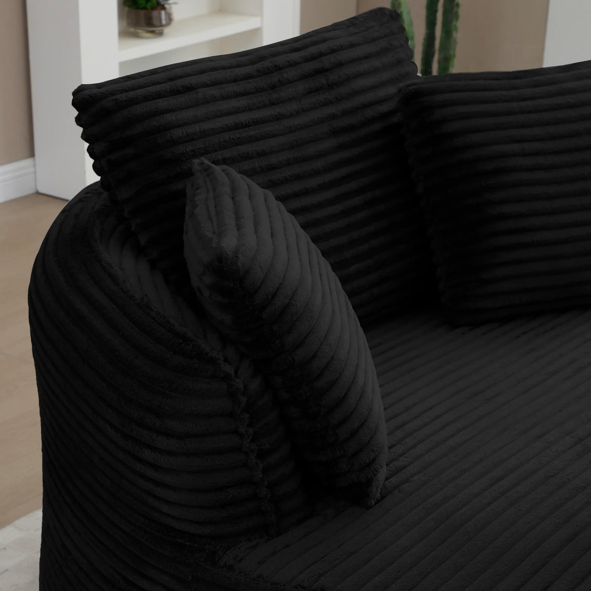 Modern Corduroy Boneless Floor Round Lounge Chair With Pillows - Omega Lifestyles