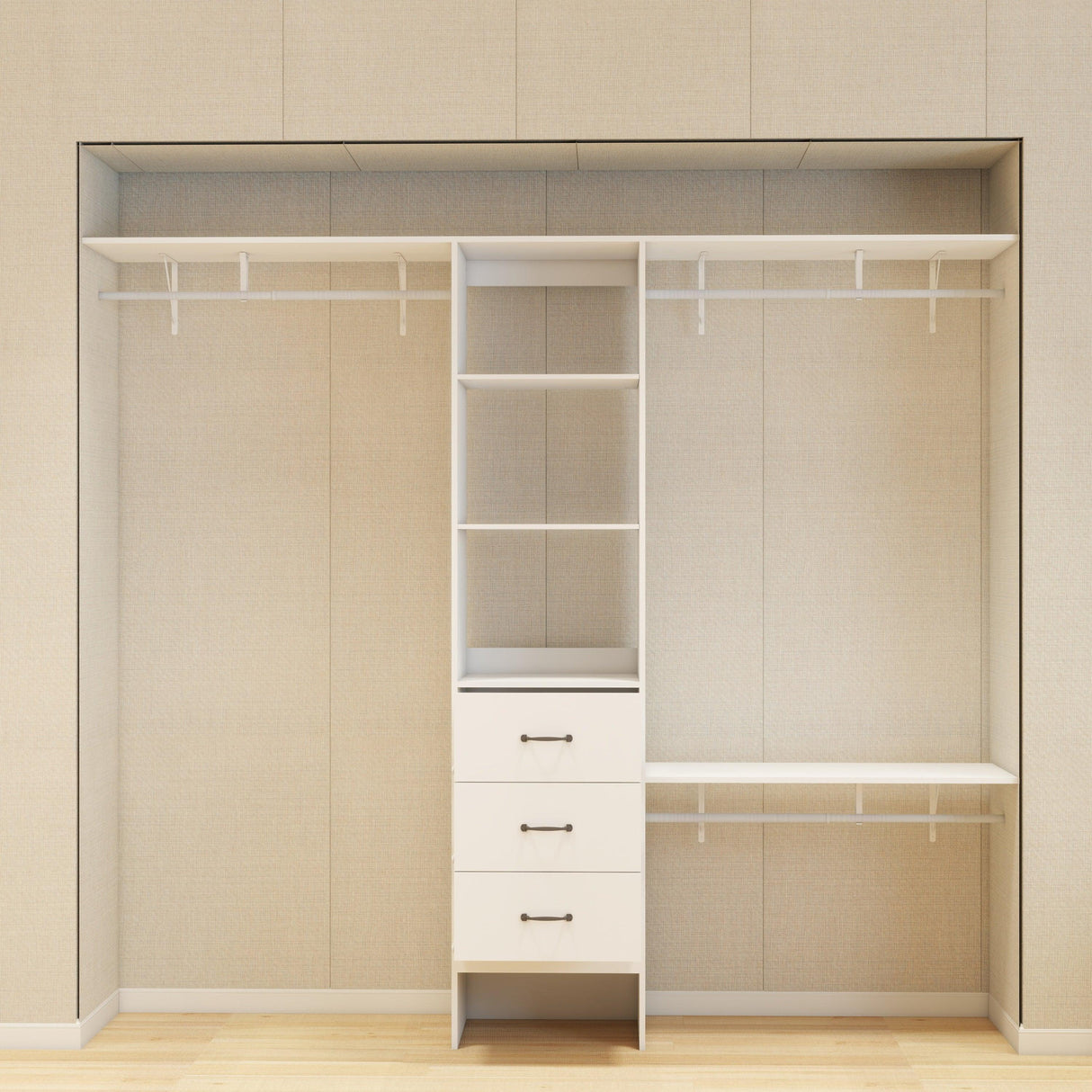 96-Inch White Adjustable Wood Metal Closet Organizer System - Omega Lifestyles