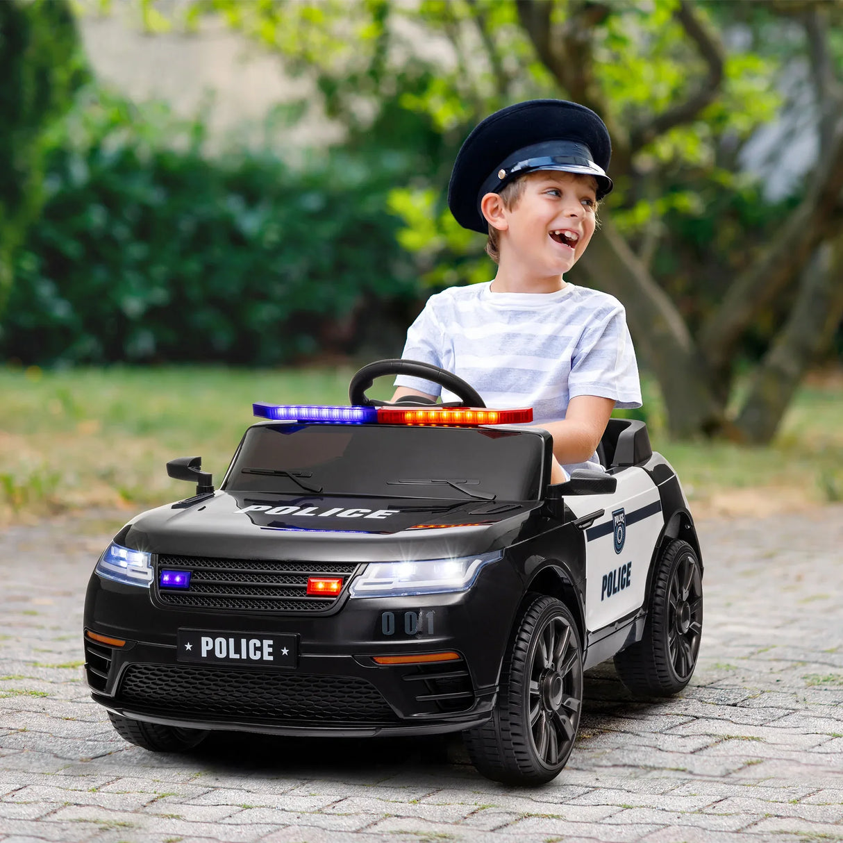 12V Remote Control Kids Electric Police Car With Suspension - Omega Lifestyles
