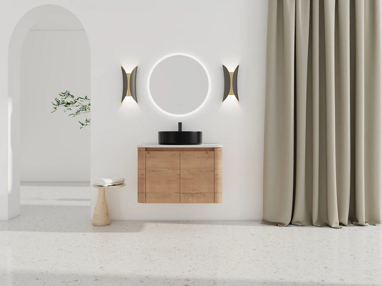 30-Inch Wall-Mounted Bathroom Vanity With Ceramic Sink - Omega Lifestyles