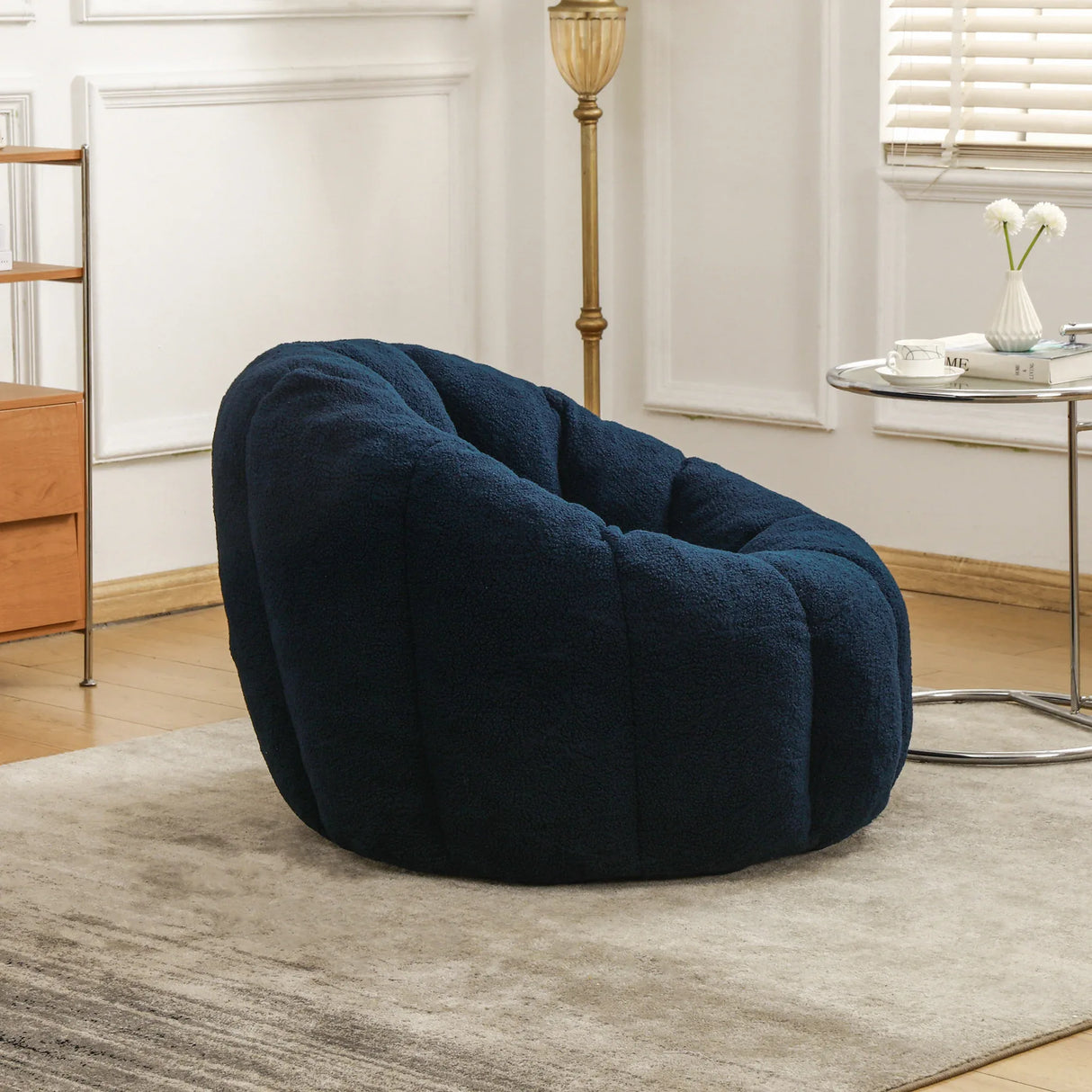 Plush Teddy Fabric Ergonomic Foam Filled Bean Bag Chair - Omega Lifestyles