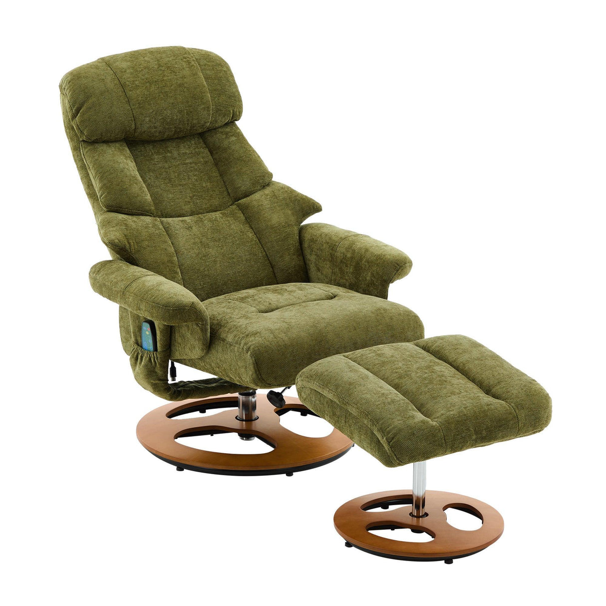 Soft Chenille Recliner Chair With Ottoman And Massage - Omega Lifestyles