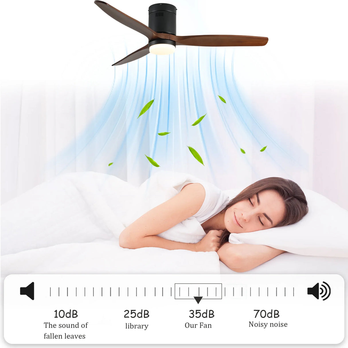52-Inch Black Dark Walnut Wood Blade Ceiling Fan - Omega Lifestyles