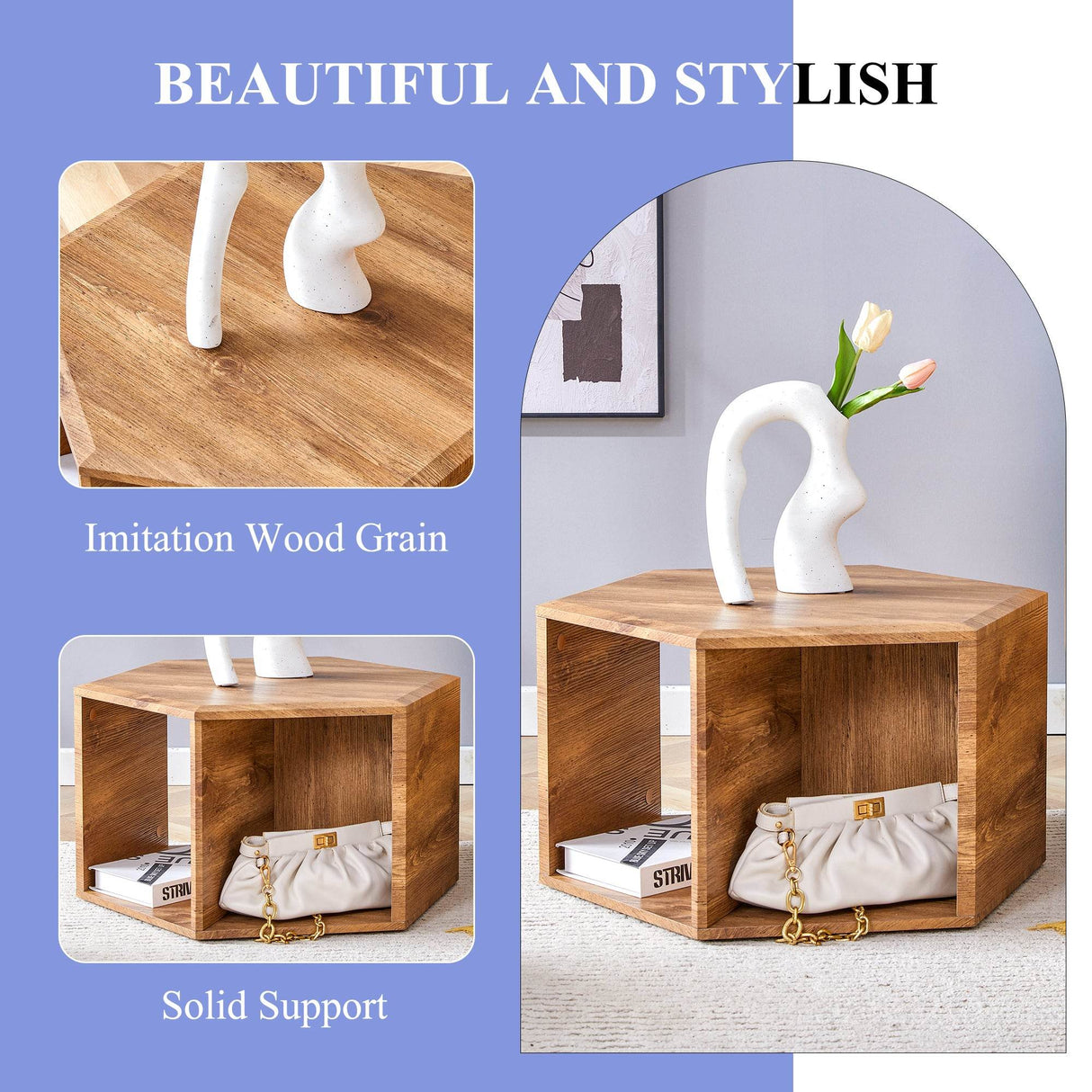 Hexagonal MDF Storage Coffee Table With Pattern - Omega Lifestyles