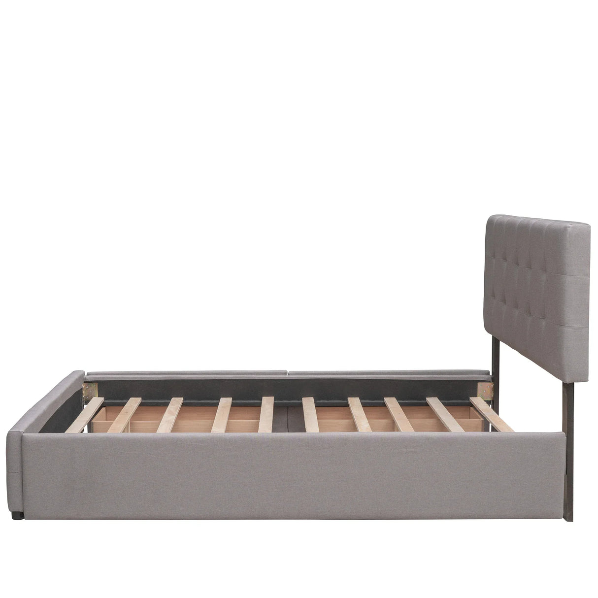 Upholstered Platform Bed With Drawers And Twin XL Trundle - Omega Lifestyles