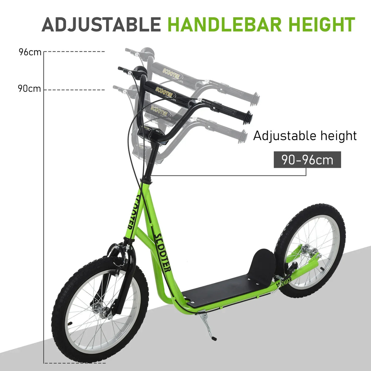 Youth Adjustable Handlebar Kick Scooter With Inflatable Tires - Omega Lifestyles