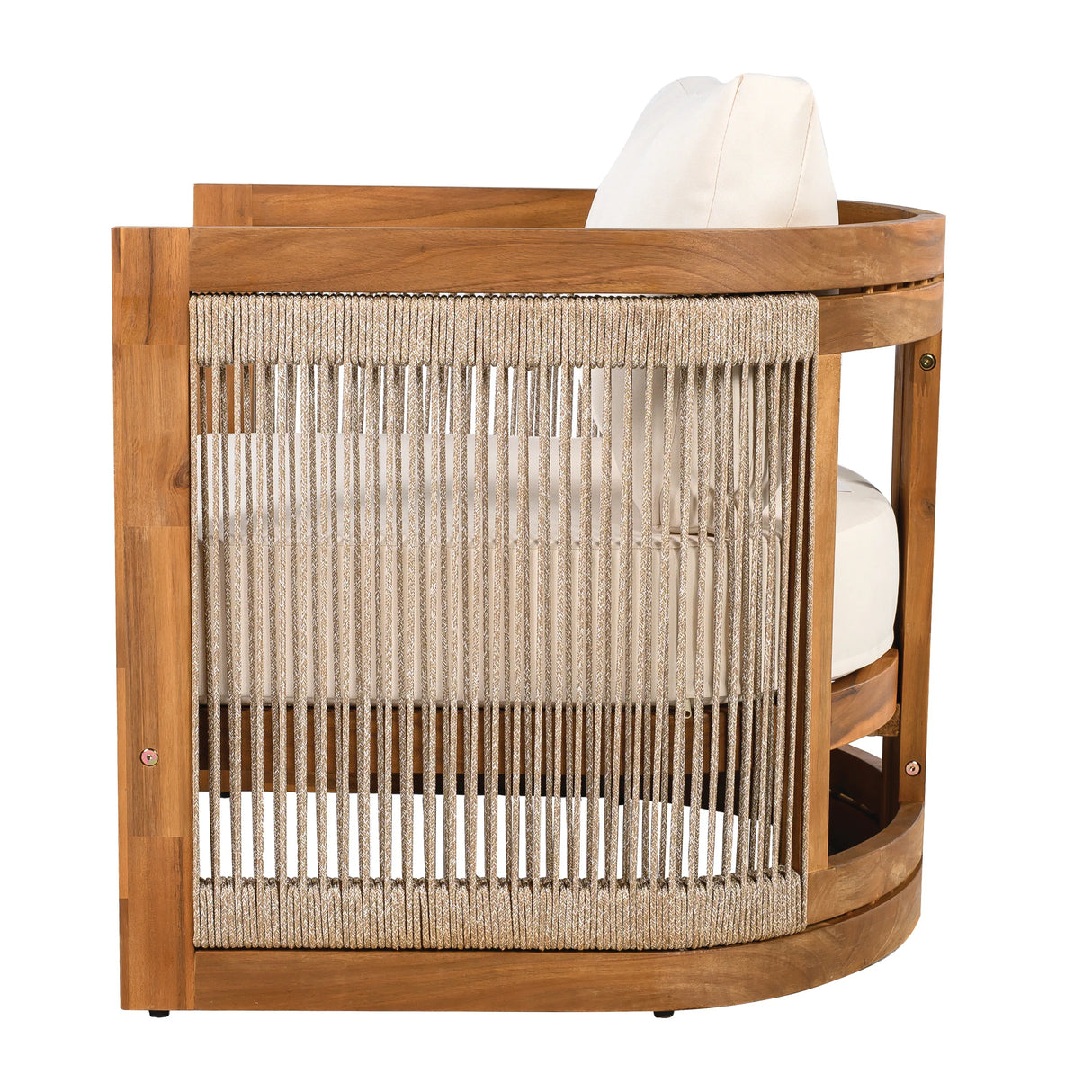 Premium Acacia Wood Outdoor Tub Club Chair With Cushions - Omega Lifestyles