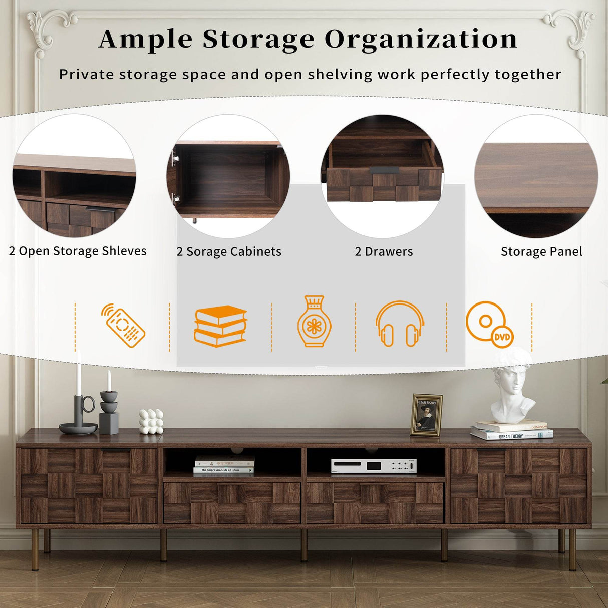 Mid Century Modern TV Stand With Storage Drawers - Sleep Galleria