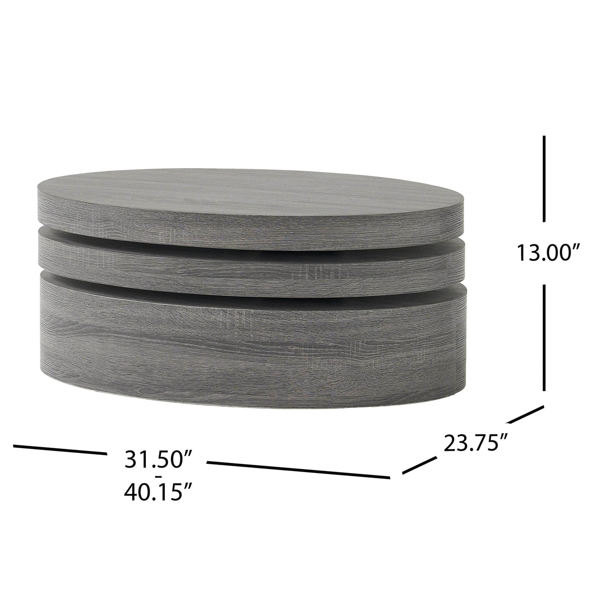 Contemporary Small Oval Rotating Coffee Table - Sleep Galleria