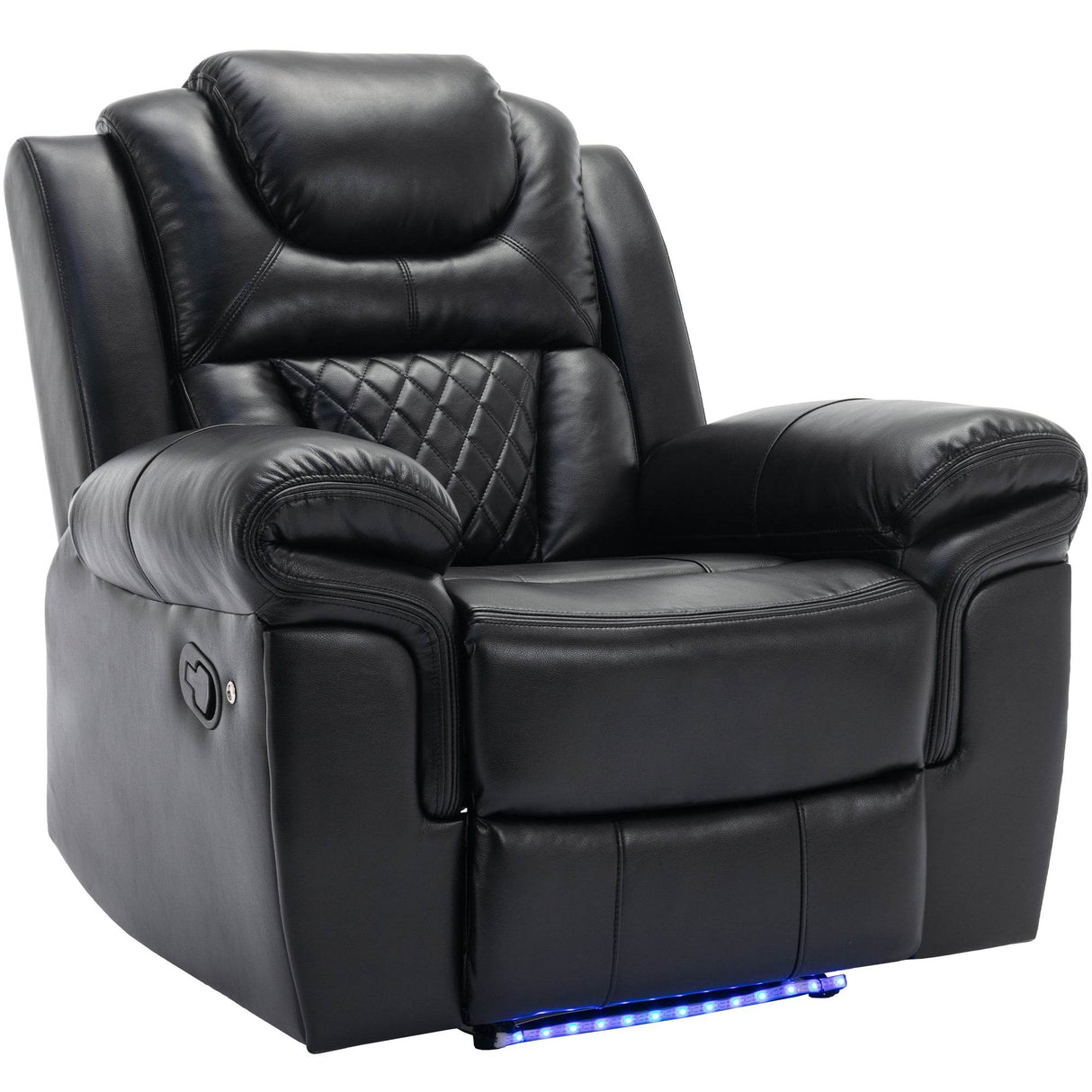 Manual Recliner Chair With Faux Leather And LED Lighting