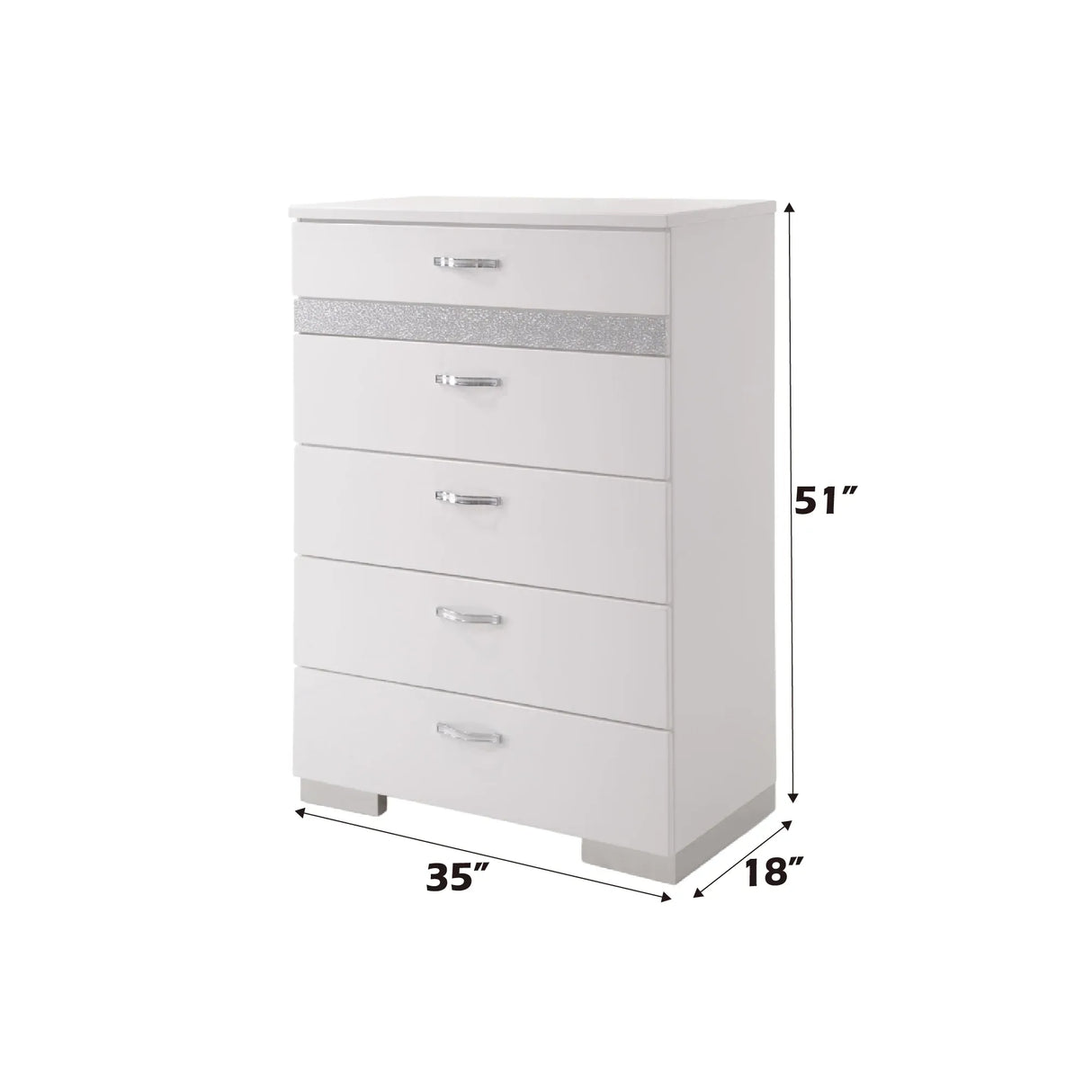 White High Gloss Synthetic Wood Chest With Organizer - Omega Lifestyles