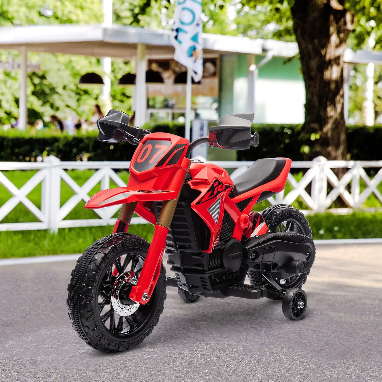 6V Kids Electric Motorcycle With Training Wheels And Horn - Omega Lifestyles