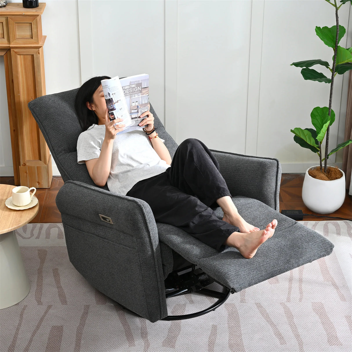 Power Swivel Rocker Recliner Chair With USB Ports - Omega Lifestyles