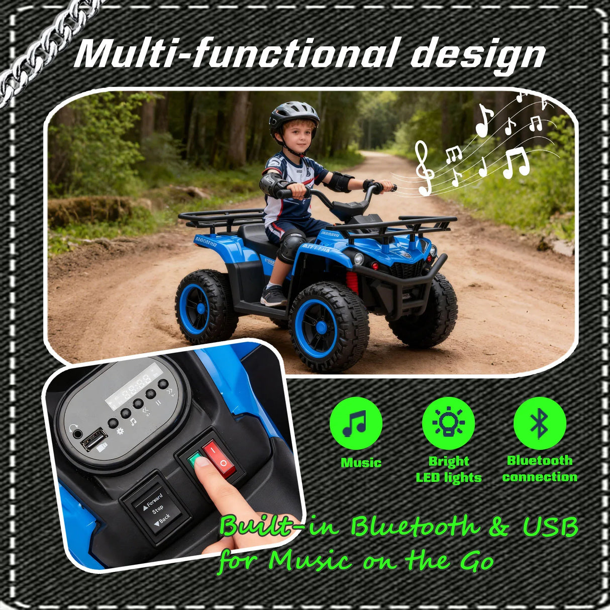 24V High-Power Kids Ride On ATV With Bluetooth - Omega Lifestyles