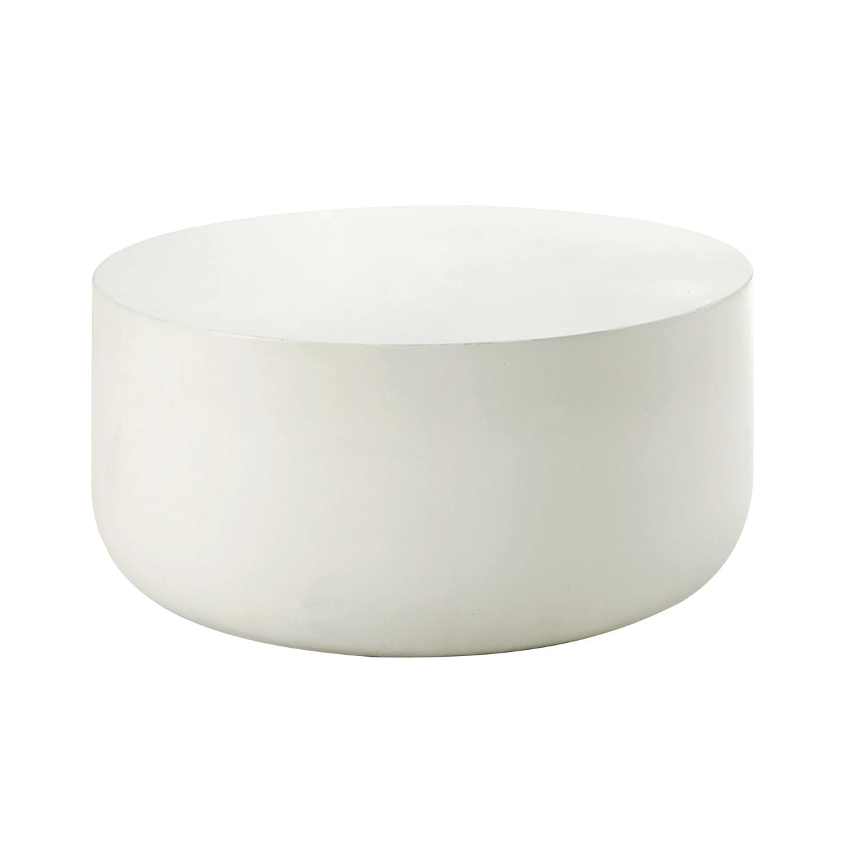 Natural White Round Cement Coffee Table Synthetic Wood - Omega Lifestyles