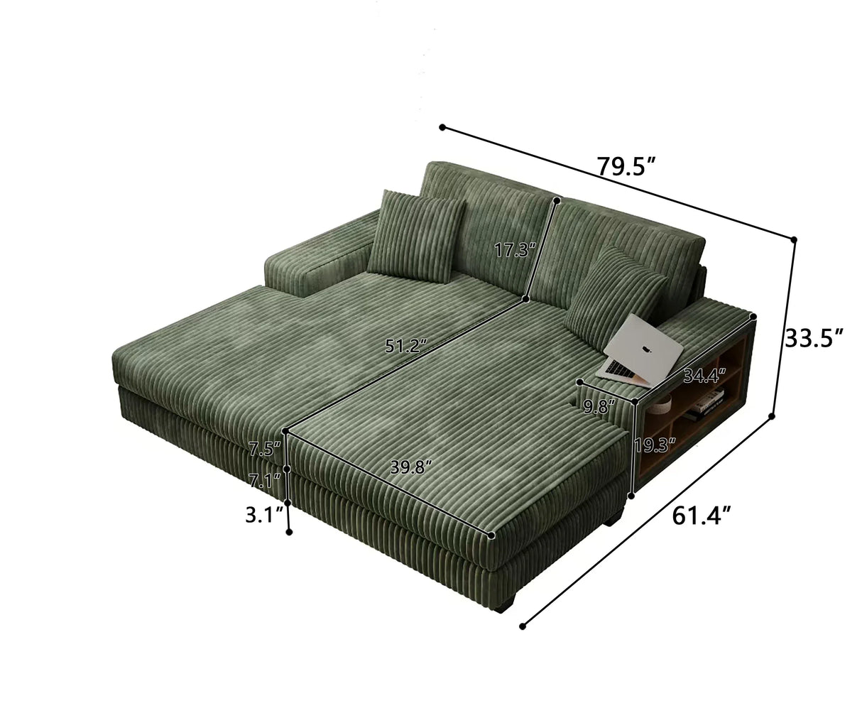Convertible Corduroy Fabric Oversized Double Lounge Sofa Chair - Omega Lifestyles