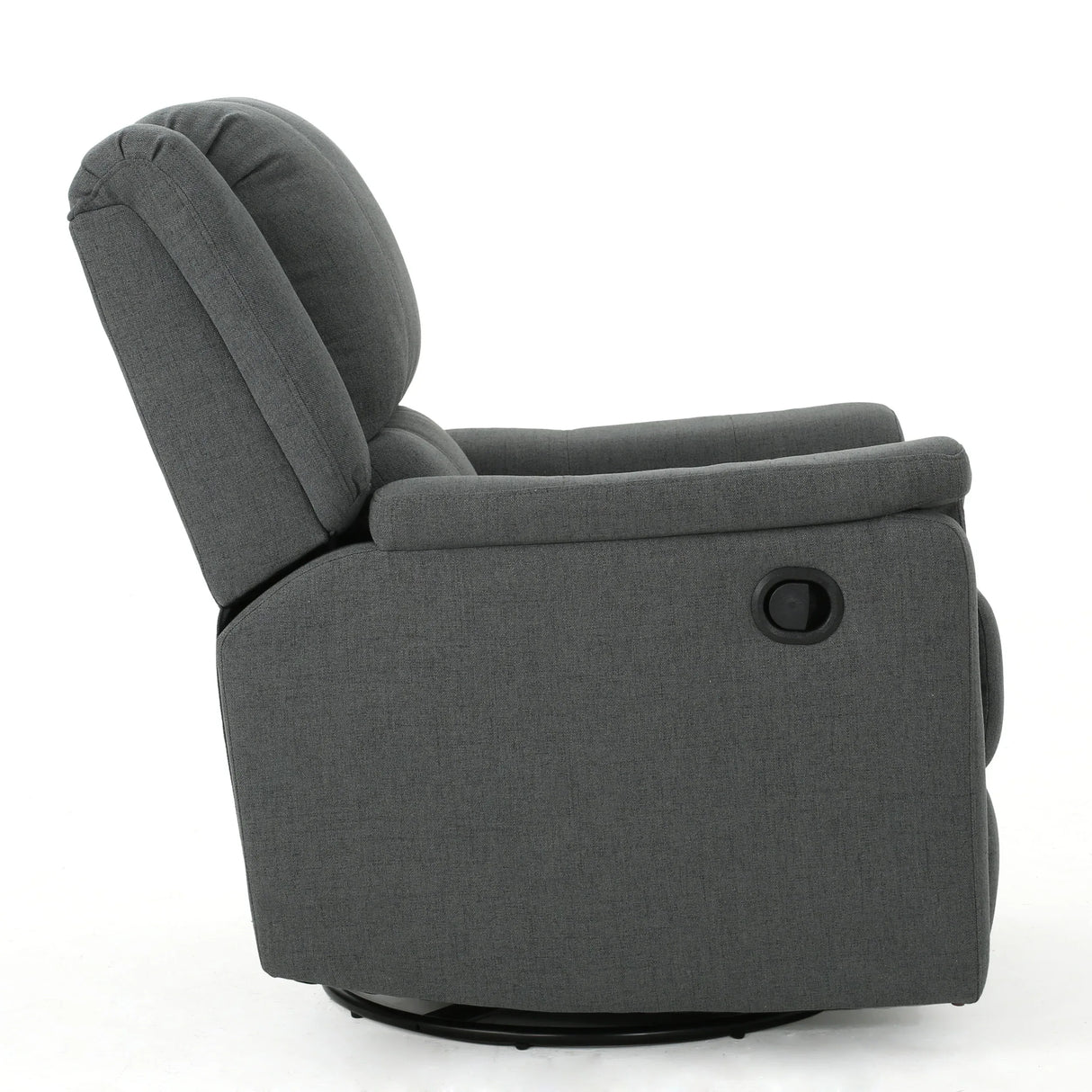 Charcoal Fabric Glider Recliner With Swivel And Manual Recline - Omega Lifestyles