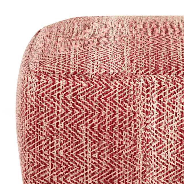 Maroon Mélange Upholstered Square Fabric Pouf Ottoman - Omega Lifestyles