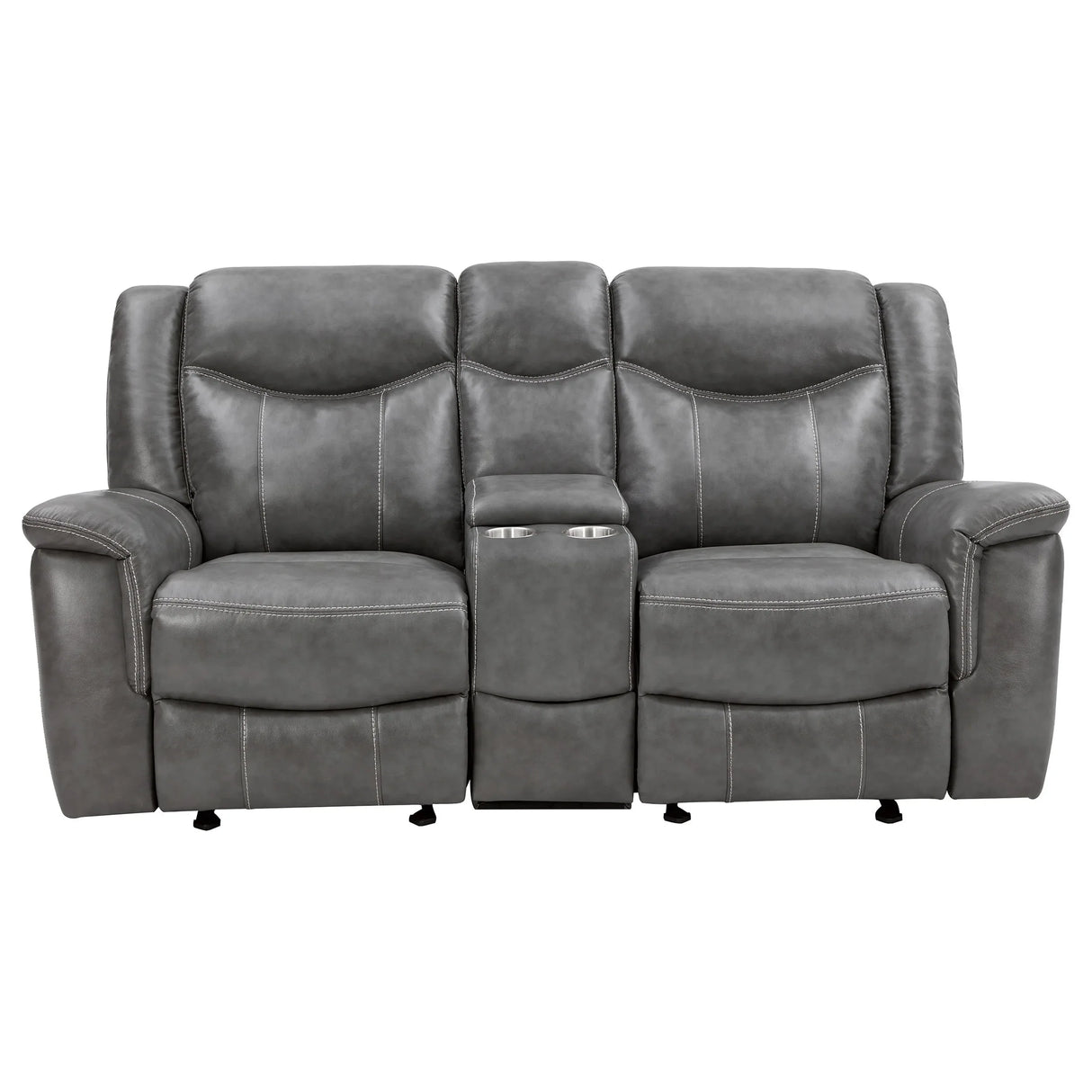 Grey Upholstered 2-Piece Manual Reclining Living Room Set - Omega Lifestyles
