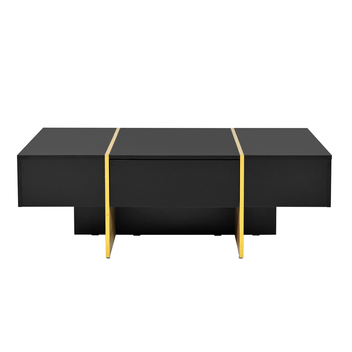 Minimalist High Gloss Black And Gold Coffee Table - Sleep Galleria