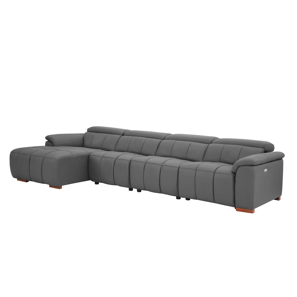 Electric Control Genuine Leather 4-Seat L-Shaped Reclining Sofa - Omega Lifestyles