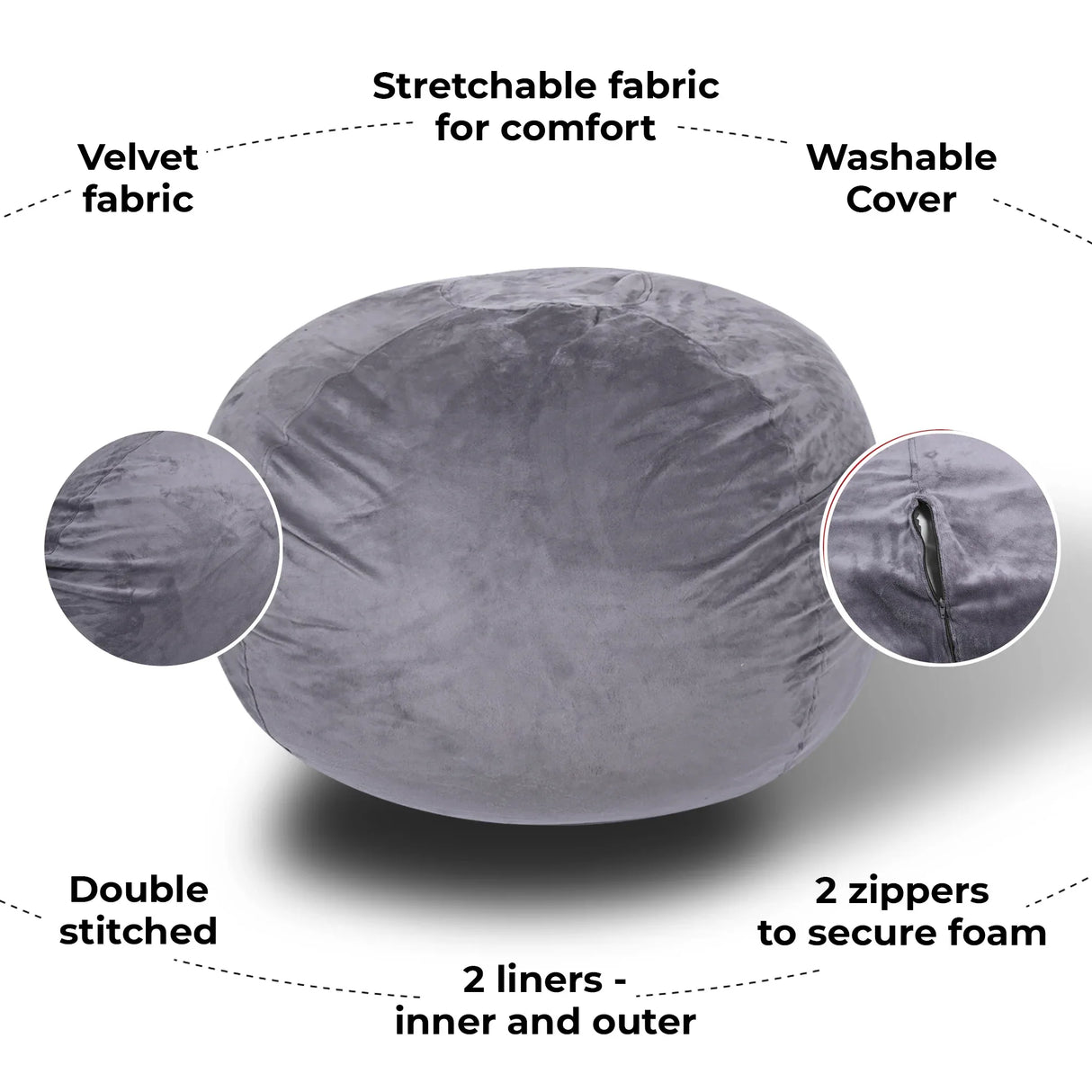 Minky Velvet Memory Foam Bean Bag Chair - Omega Lifestyles