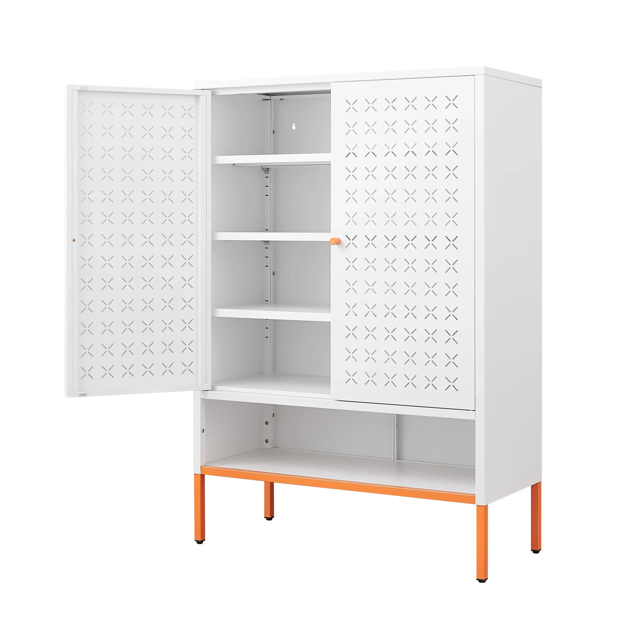 Modern White Metal Adjustable Shelf Shoe Cabinet - Omega Lifestyles