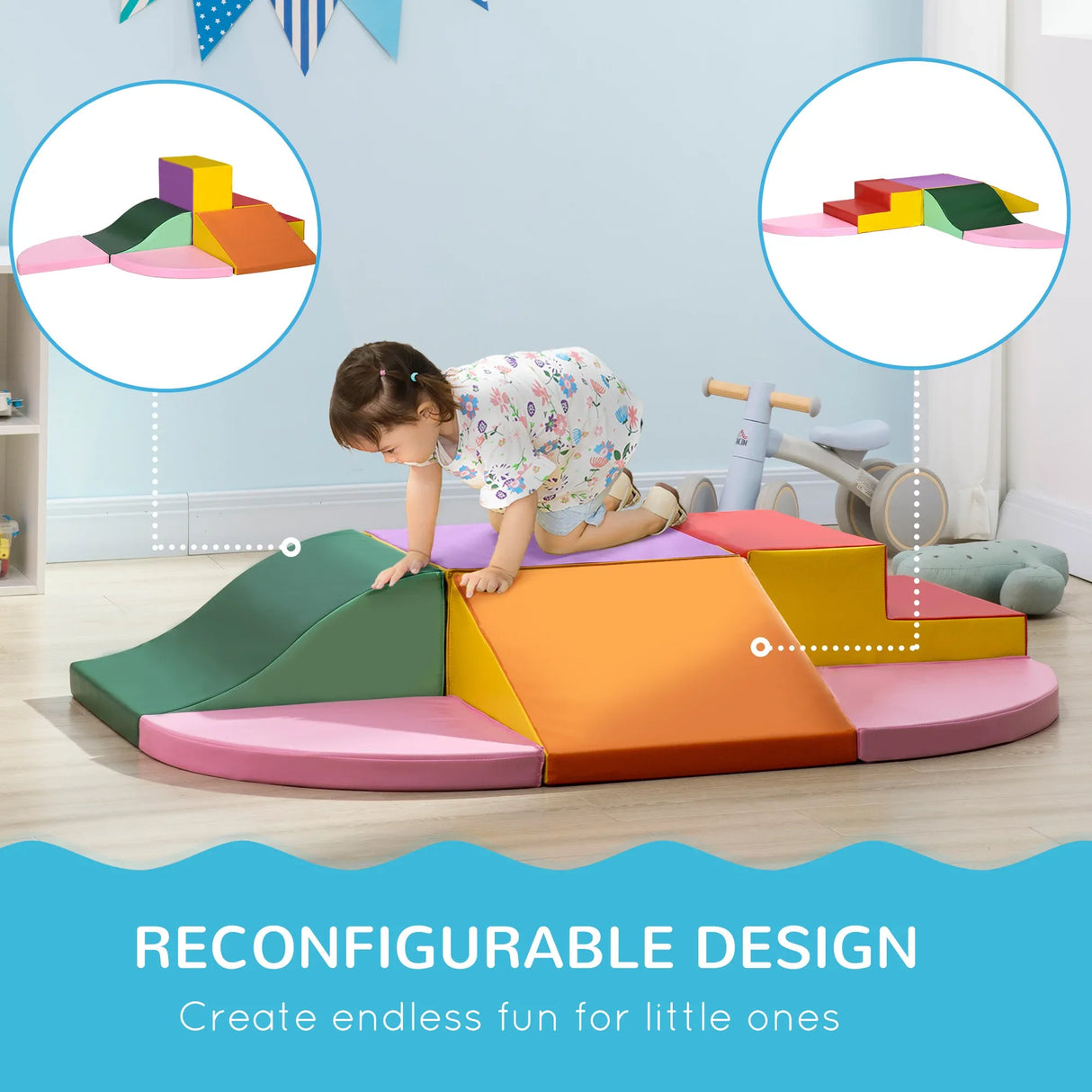 Set of 6 Soft Multicolor Foam Climbing Blocks for Toddlers - Omega Lifestyles