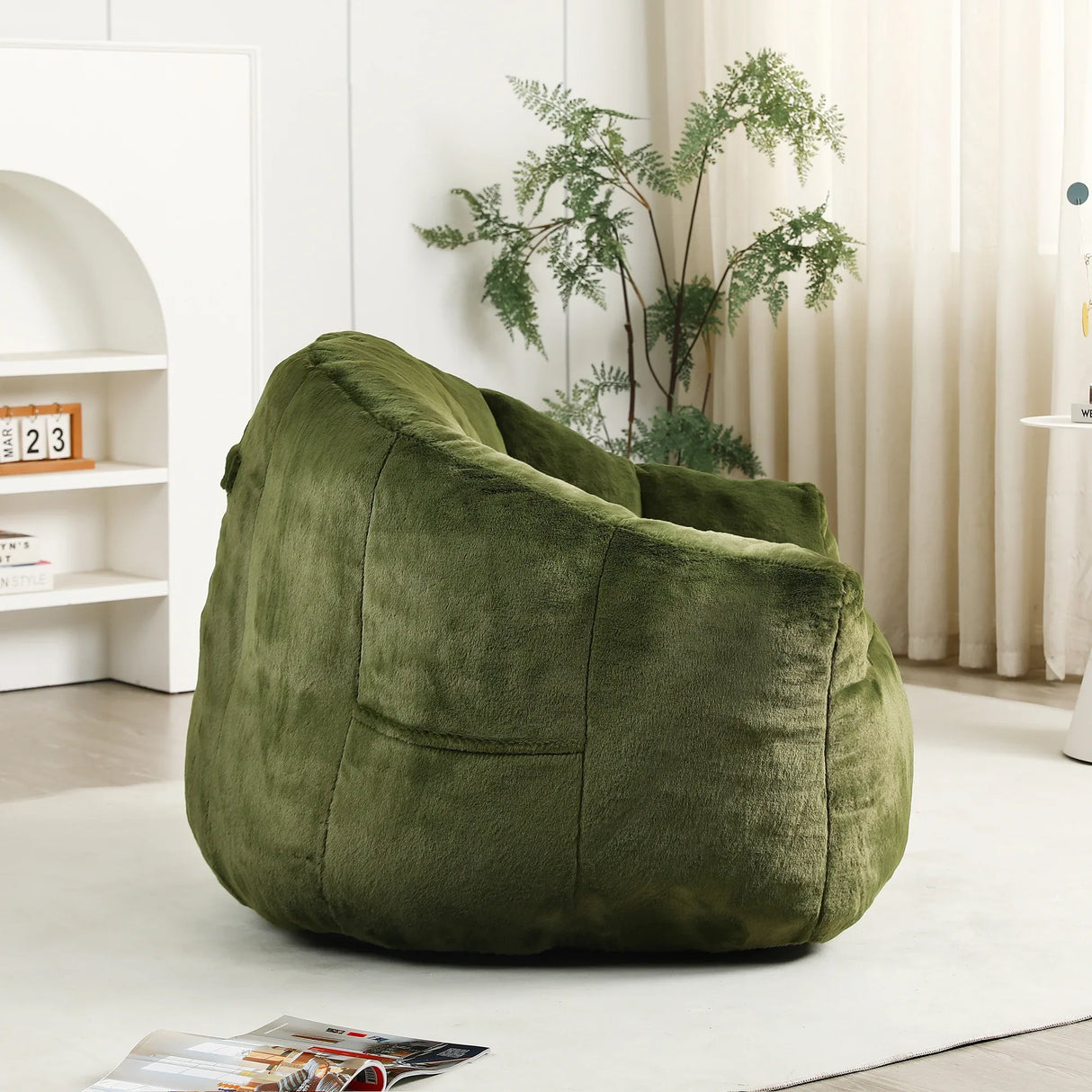 High-Density Foam Faux Fur Bean Bag Chair - Omega Lifestyles