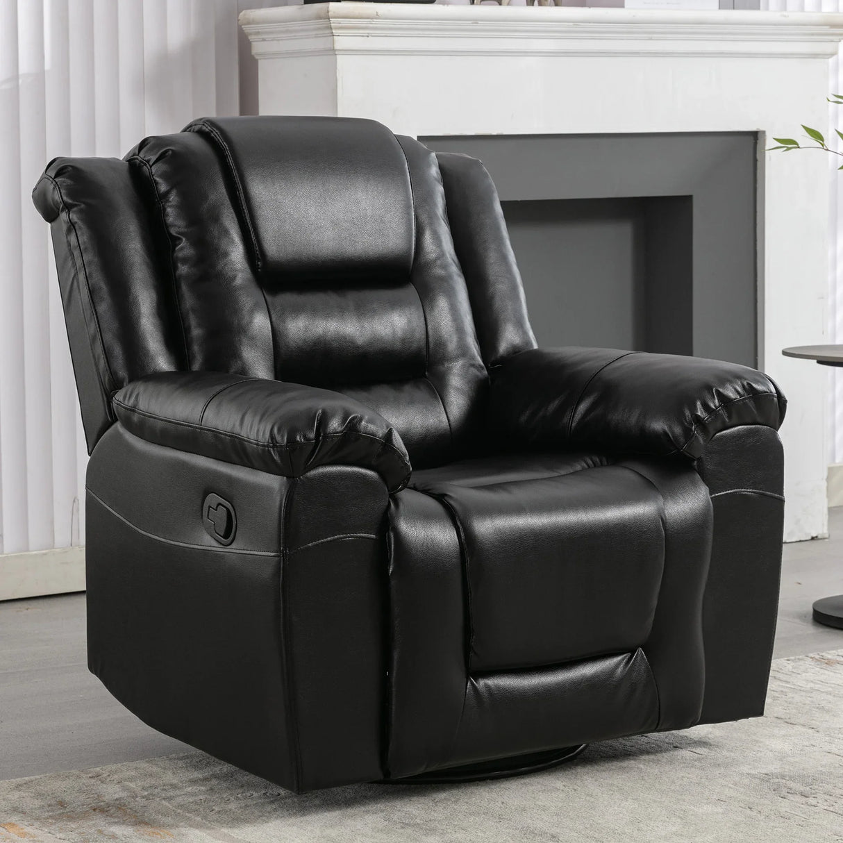 Manual Rocking 360-Degree Swivel Recliner Chair With PU Upholstery - Omega Lifestyles