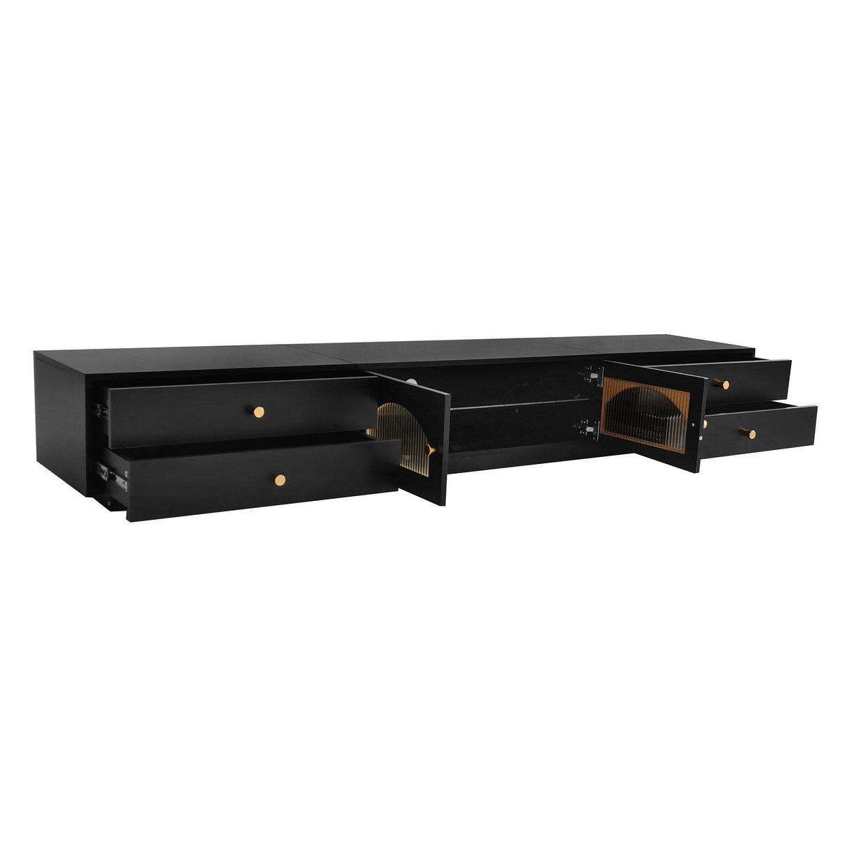 Modern Black Particle Board TV Stand With Storage - Sleep Galleria