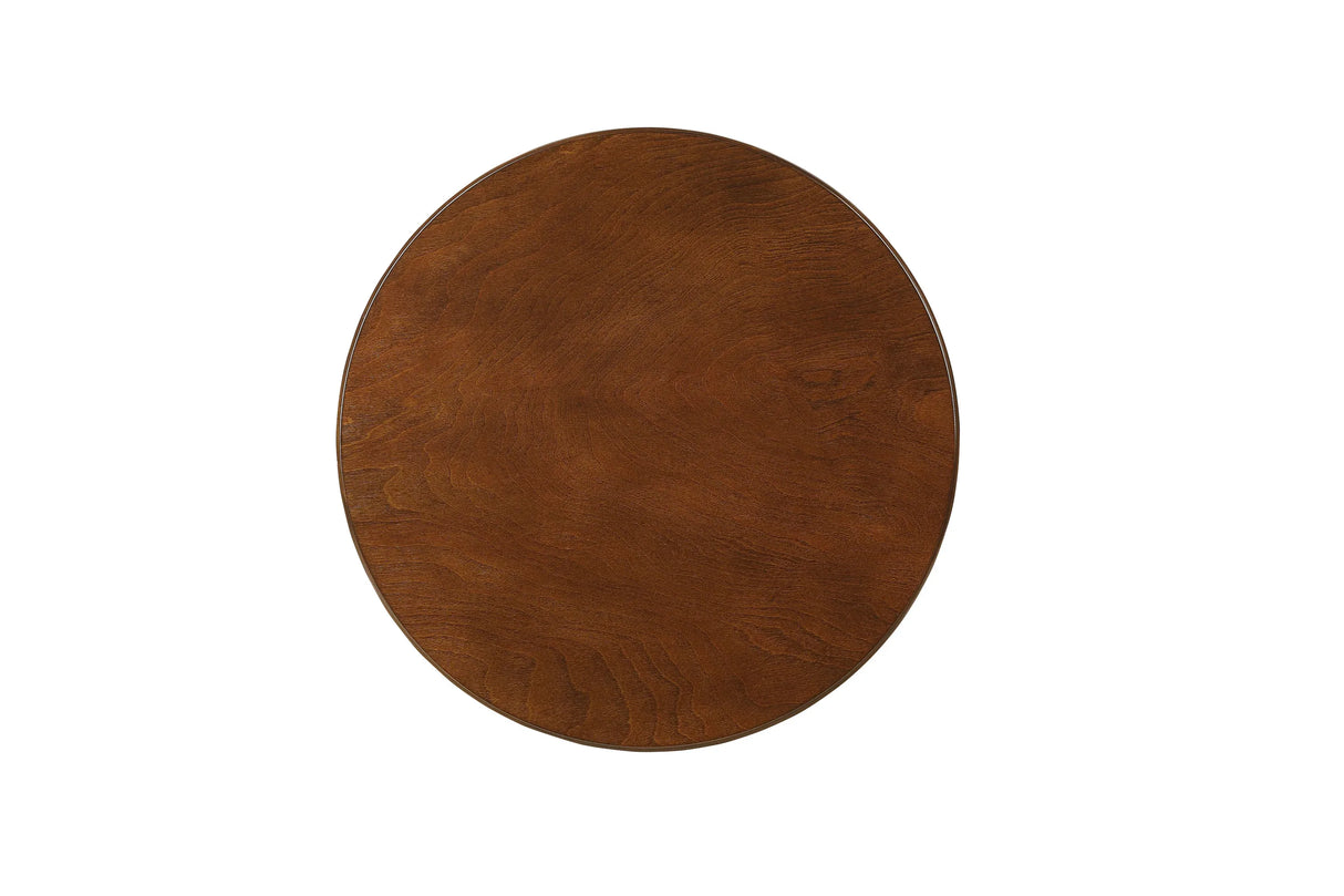 Walnut Finish Round Leg Accent Table With Shelf - Omega Lifestyles