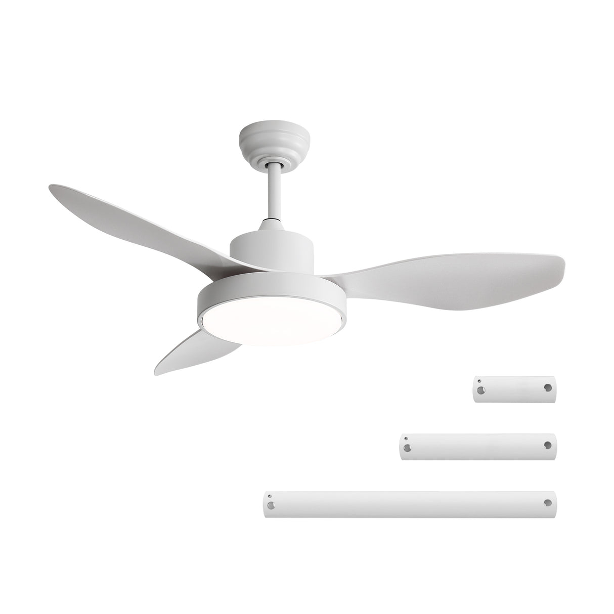 47-Inch White Remote-Controlled Reversible DC Ceiling Fan With Light