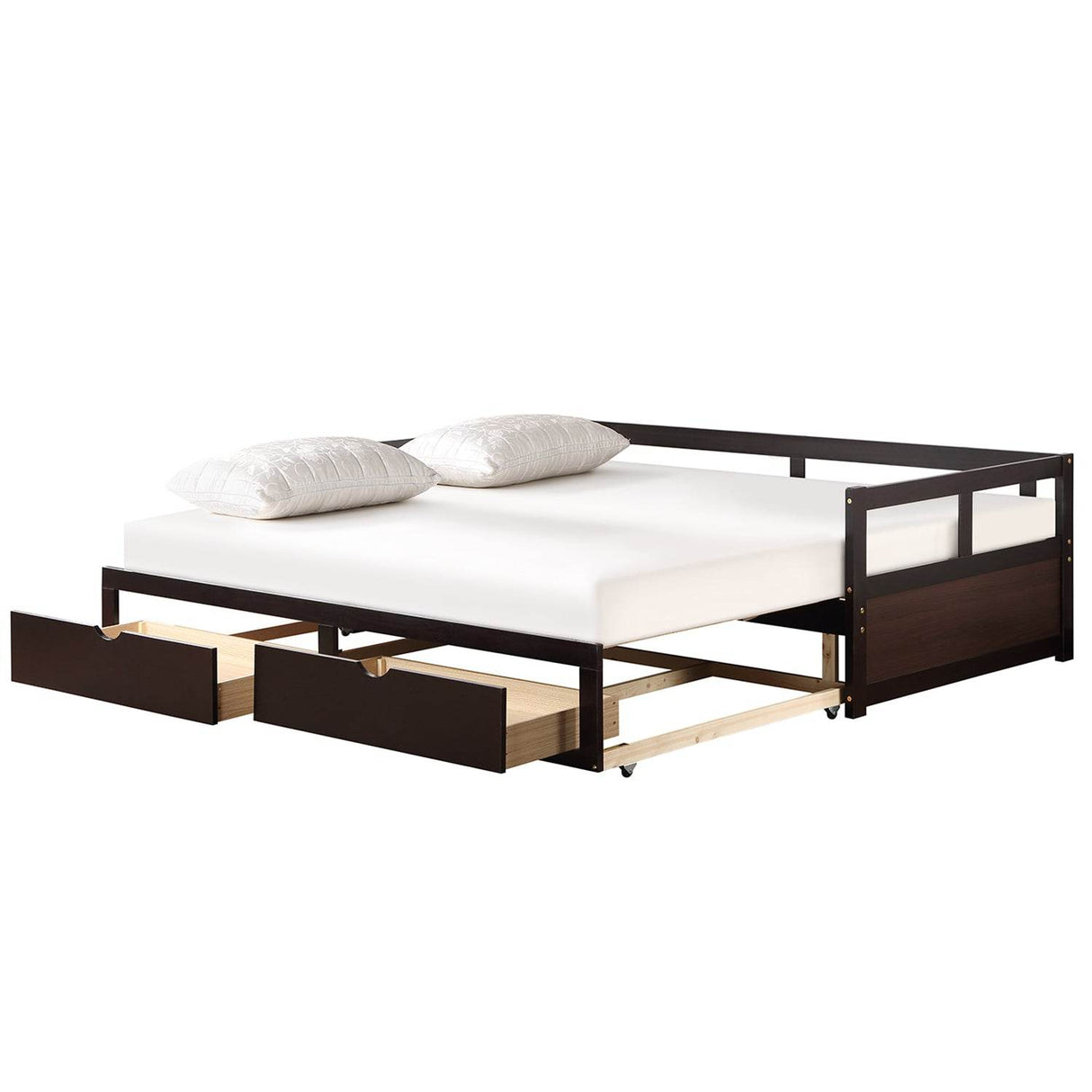Twin Extendable Solid Wood Daybed With Trundle And Storage Drawers - Omega Lifestyles